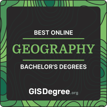 Award badge for the best online Bachelor's in Geography program rankings